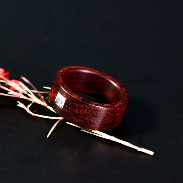 Rosewood Solitaire Ring/his &her rings/square gem - Image 2