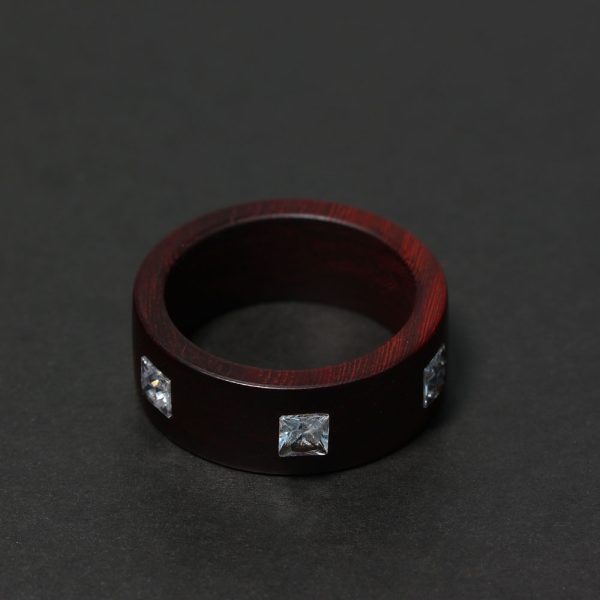 Rosewood Ring/couple's ring/his & her rings/6 square gems - Image 2