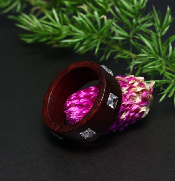 Rosewood Ring/couple's ring/his & her rings/6 square gems - Image 5