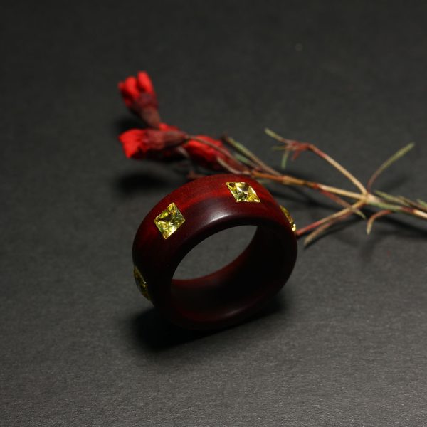 Rosewood Ring/couple's ring/his & her rings/6 square gems - Image 8