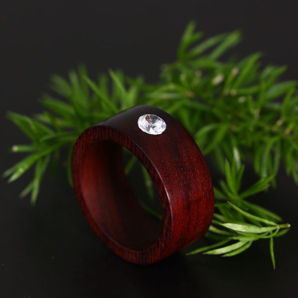 Rosewood Solitaire Ring/his &her rings/round gem - Image 3