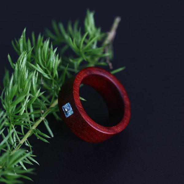 Rosewood Solitaire Ring/his &her rings/square gem - Image 8